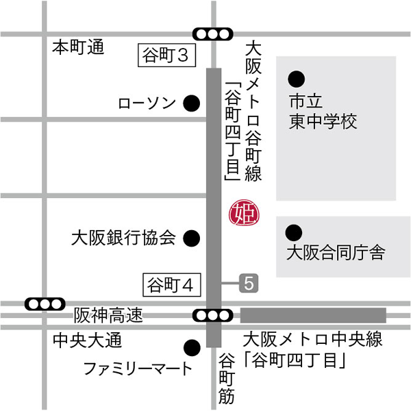 フルーツ大福まる姫　谷町四丁目店の地図